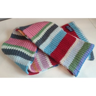 ส่งฟรี ไม่ใช้โค้ด! ผ้าพันคอไหมพรม GAP Multicolor Striped Knitted Scarf ของแท้