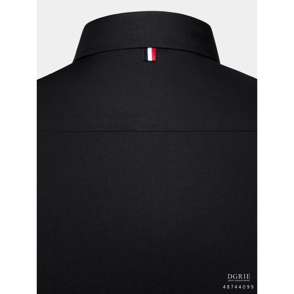 dgrie-play-black-cotton-regular-collar-ribbon-shirt-เสื้อเชิ้ตสีดำ