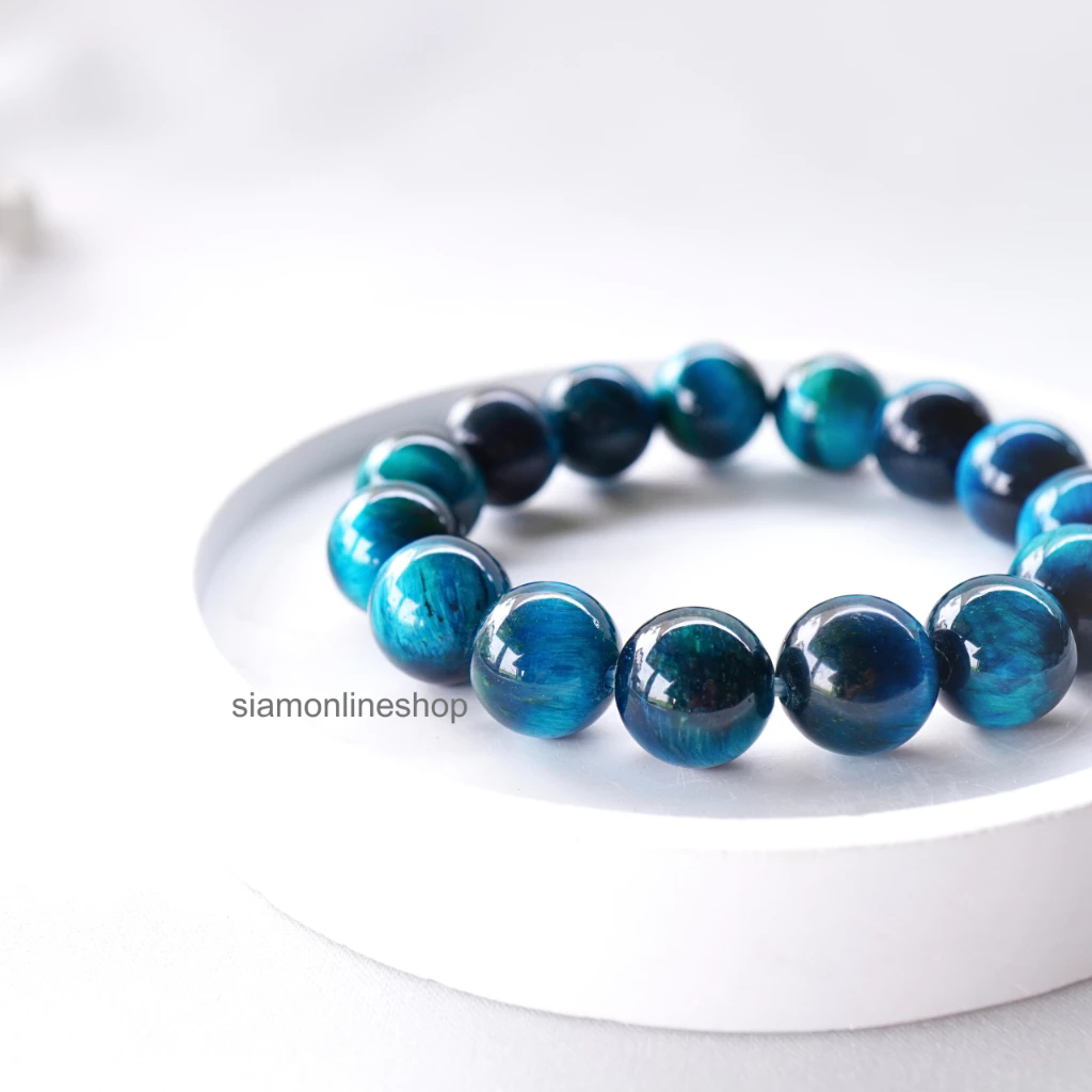 ROYAL BLUE TIGEREYE หินไทเกอร์อาย สีรอยัลบลู เลือกขนาดเม็ดหินได้ สร้อยข้อมือหินแท้ https://wayoza.com