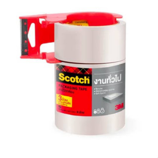 สีใส/สีแทน 3M สก็อตซ์ SCOTCH  เทปปิดกล่อง 48มม.x 40 ม.พร้อมแท่นตัด