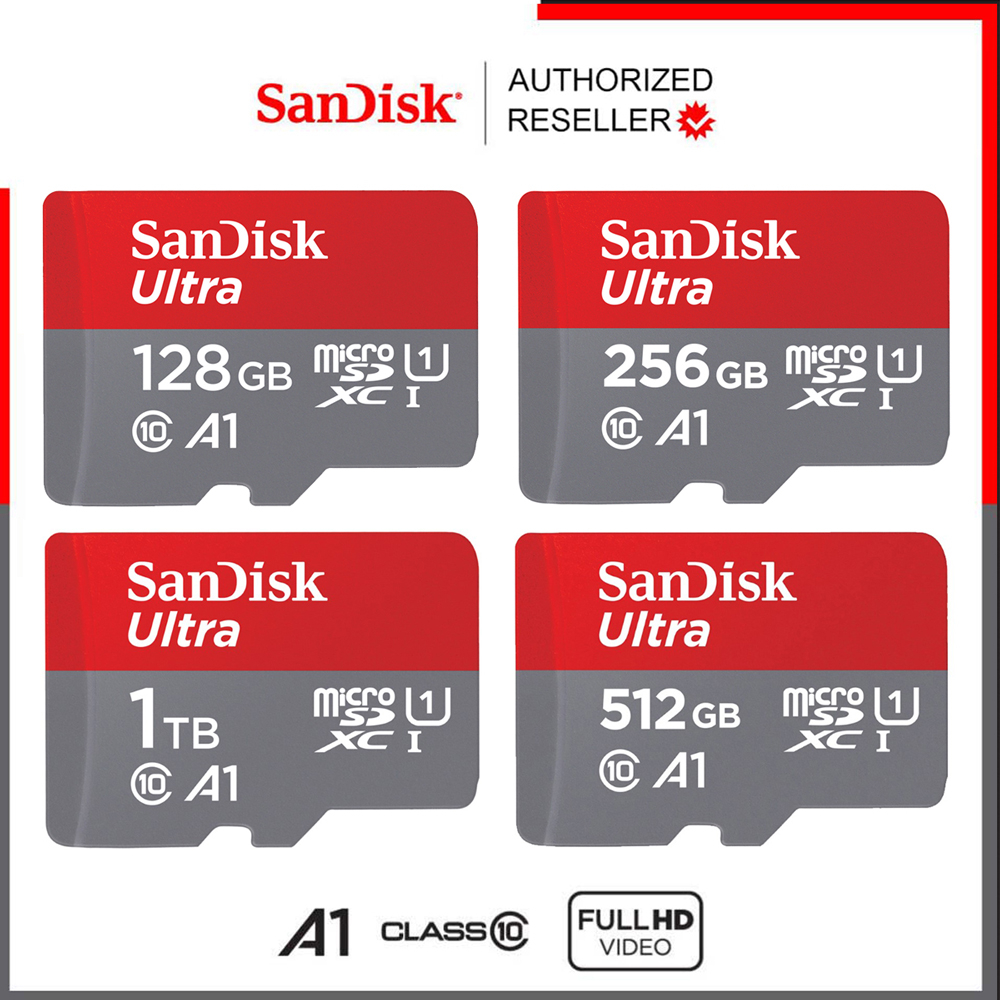 รูปภาพของSandisk Ultra Micro SD Card 128GB 256GB SDXC Class10 A1 Speed 140mb/s, 150mb/s (SDSQUAB) ใส่ โทรศัพท์ เครื่องเล่นเกมส์ลองเช็คราคา