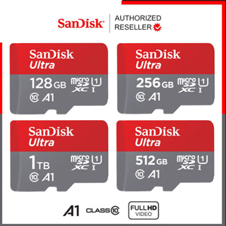 สินค้า Sandisk Ultra Micro SD Card 128GB 256GB SDXC Class10 A1 Speed 140mb/s, 150mb/s (SDSQUAB) ใส่ โทรศัพท์ เครื่องเล่นเกมส์