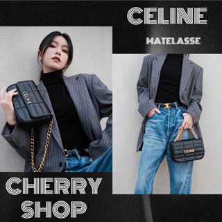 ถูกที่สุด ของแท้ 100%/ซีลีน Celine MATELASSE MONOCHROME Chain Shoulder Bag สุภาพสตรี/กระเป๋าโซ่