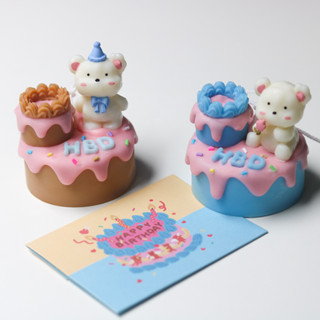 เค้กเทียนหอม น้องหมีและมินิเค้ก ของขวัญวันเกิด เค้กวันเกิด Mini Cake &amp; Bear Cakecandle