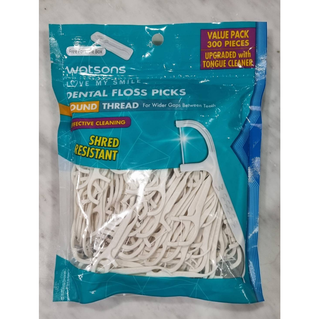ถูกสุด-ไหมขัดฟันวัตสัน-300ชิ้น-แถม-กล่องพกพา-ไหมขัดฟัน-watsons-ไหมขัดฟันด้าม-ไหมวัตสัน