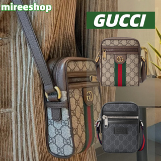 NEW🍒กุชชี่ Gucci กระเป๋า GG Black Messenger🍒กระเป๋าสะพายเดี่ยว
