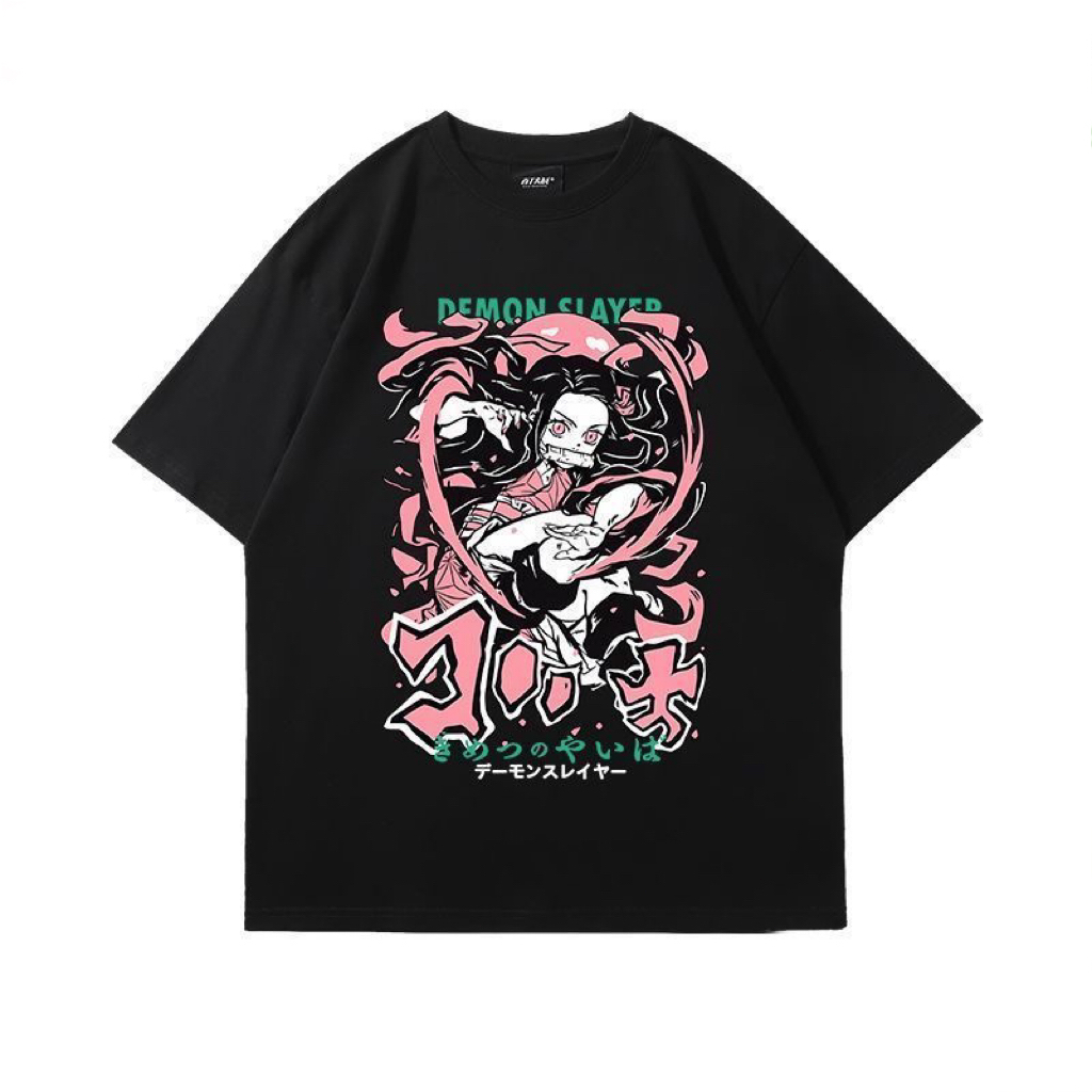ฤดูร้อนใหม่-demon-slayer-คู่แขนสั้นเสื้อยืดผู้ชายและผู้หญิงเสื้อผ้า-kamado-nezuko-ฝ้าย-ins