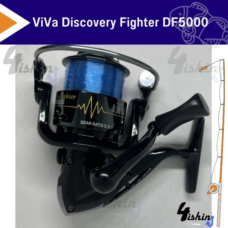 รอกตกปลา-รอกสปินนิ่ง-viva-discovery-fighter-df1000-df3000-df5000-สปูนการ์ไฟต์-เฟืองโลหะ-เสียงดังกังวาล-แข็งแรง-ทนทาน