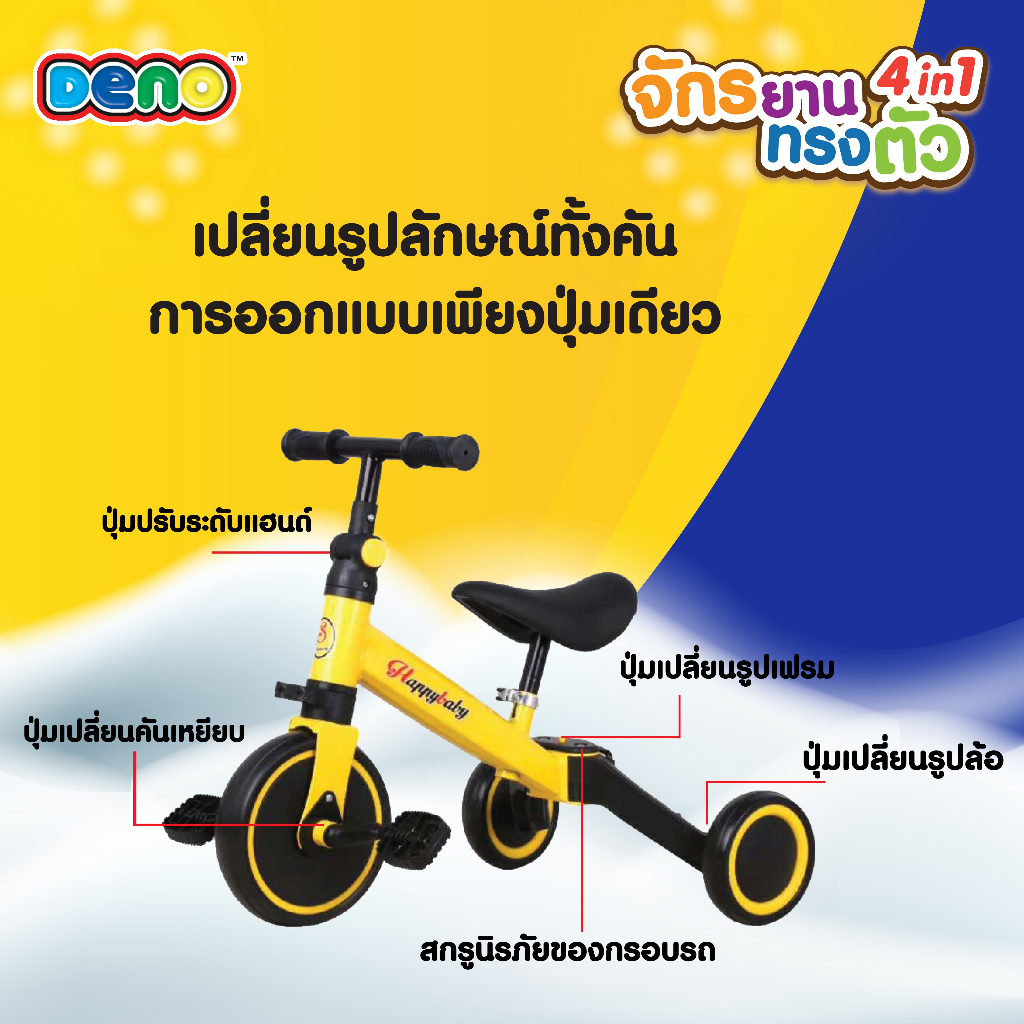 deno-จักรยาน3ล้อ-4in1-จักรยาน3ล้อ-จักรยานขาไถ-รุ่น-dlctb1