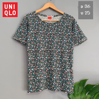 UNIQLO x cotton x S ลายดอกเล็กๆ สภาพ60% อก 36 ยาว 25 Code: c-004(6)