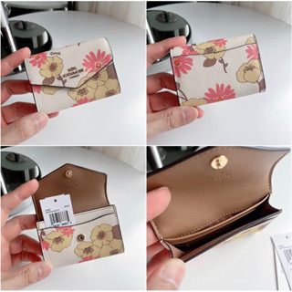 🎀 (สด-ผ่อน) กระเป๋าใส่บัตร ใส่เหรียญ CH203 Flap Card Case In Signature Canvas