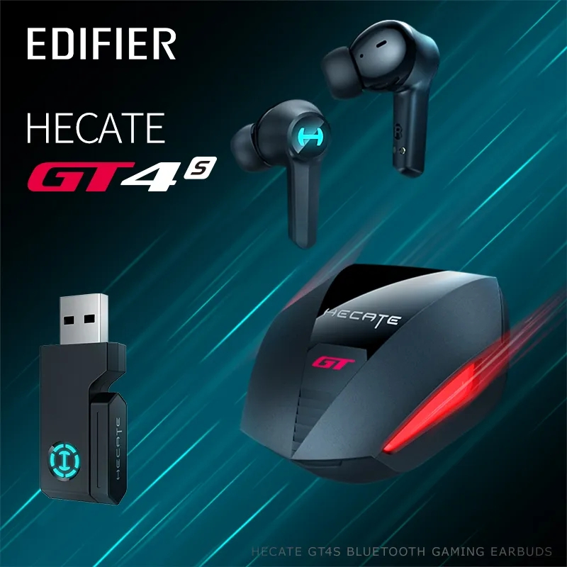 Edifier HECATE GT4S TWS หูฟังเกมมิ่งบลูทูธไร้สายพร้อมการเชื่อมต่อแบบ 2.4GHz Bluetooth 5.2 สำหรับ iOS, Android, PC, Switch, PS4, PS5