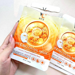 แผ่นมาส์กหน้า VC น้องฉัตร หน้าใสชุ่มชื้น ลดการเกิดสิว RATCHA VIT C BIO FACIAL MASK รัชชา วิตซี ไบโอ เฟเชียล มาส์ก