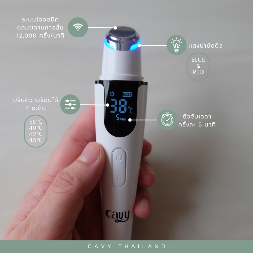 CAVY เครื่องนวดรอบดวงตาไอออนิกระบบร้อน+สั่น **ปรับอุณหภูมิได้ ...
