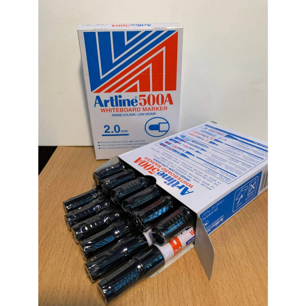 ปากกา-ไวท์บอร์ด-artline-500a-หัว-2-0-แพ๊ค-12-ด้าม-กล่อง-แพ็คละสี-มี-4-สี-สีดำ-สีแดง-สีน้ำเงิน-สีเขียว