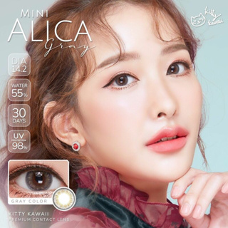 New ** mini Alica Gray มินิ สีเทา Kitty Kawaii คอนแทคเลนส์ Contact lens สายฝอ ฝรั่ง ค่าสายตา สายตาสั้น ขอบฟุ้ง ตาฝรั่ง