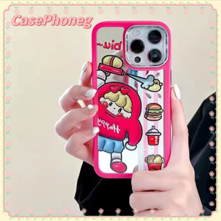 🍑CasePhoneg🍑ป้องกันการหล่น ขอบเต็ม iPhone 11 14 pro max การ์ตูน ความคิดสร้างสรรค์ พื้นผิวกระจก case for iPhone 12 13