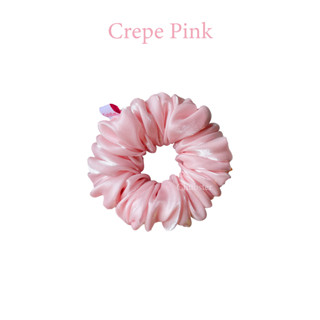 Crepe Pink ยางรัดผมผ้าซาติน(เงา) Satin Scrunchies ยางมัดผม ยางรัดผมโดนัท