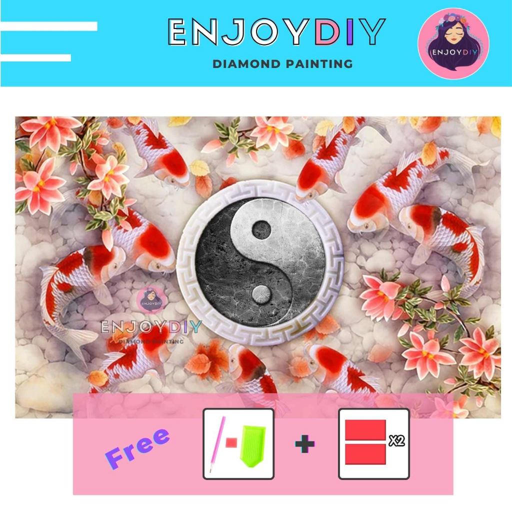 ครอสติสคริสตัล-5d-diy-diamond-painting-แบบเม็ด-ลาย-ปลาคาร์ปหยินหยาง-ติดเต็ม-เม็ดกลม-enjoydiy-พร้อมส่งจากไทย