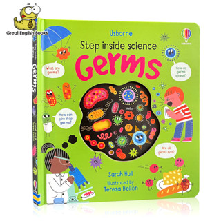 (ใช้โค้ดรับcoinคืน10%ได้) พร้อมส่ง บอร์ดบุ๊คสำหรับเด็ก Usborne Step Inside Science Germs เพื่อการศึกษา สําหรับเด็ก หนังสือภาษาอังกฤษ by GreatEnglishBooks