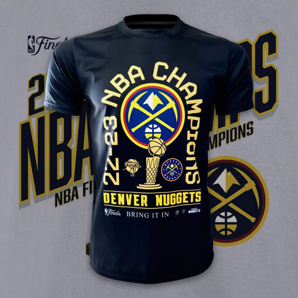 เสื้อT-Shirt NBA เสื้อยืดคอกลม ลาย Denver Nuggets รุ่น Chmpions 22-23 # ...