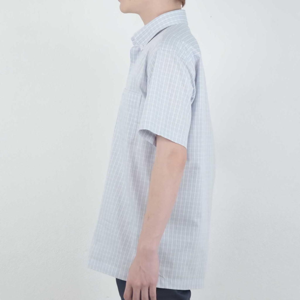 bowling-เสื้อเชิ้ต-แขนสั้น-สีฟ้าสก็อตลายเล็ก-ผ้าคอตตอน-100-รุ่น-14566-c01-สวมใส่สบาย