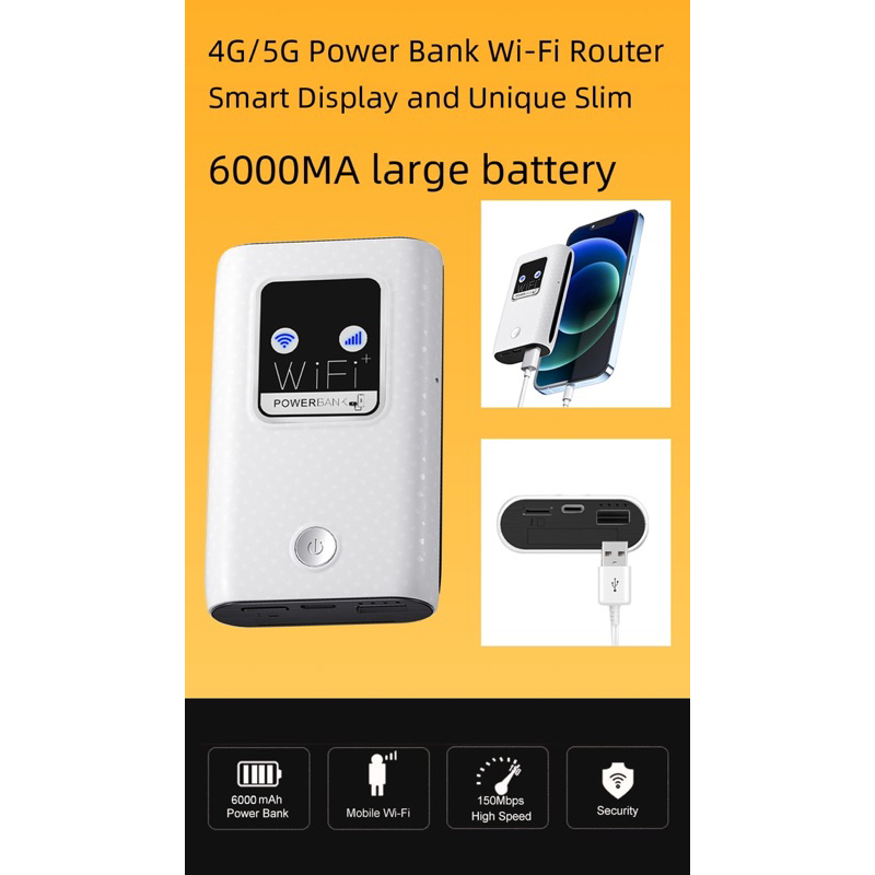 4g-5g-pocket-wifi-ความเร็ว-150-mbps-powerbank-6000mah-4g-mifi-4g-lte-mobile-hotspots-ใช้ซิมais-dtac-trueใช้สายtype-c