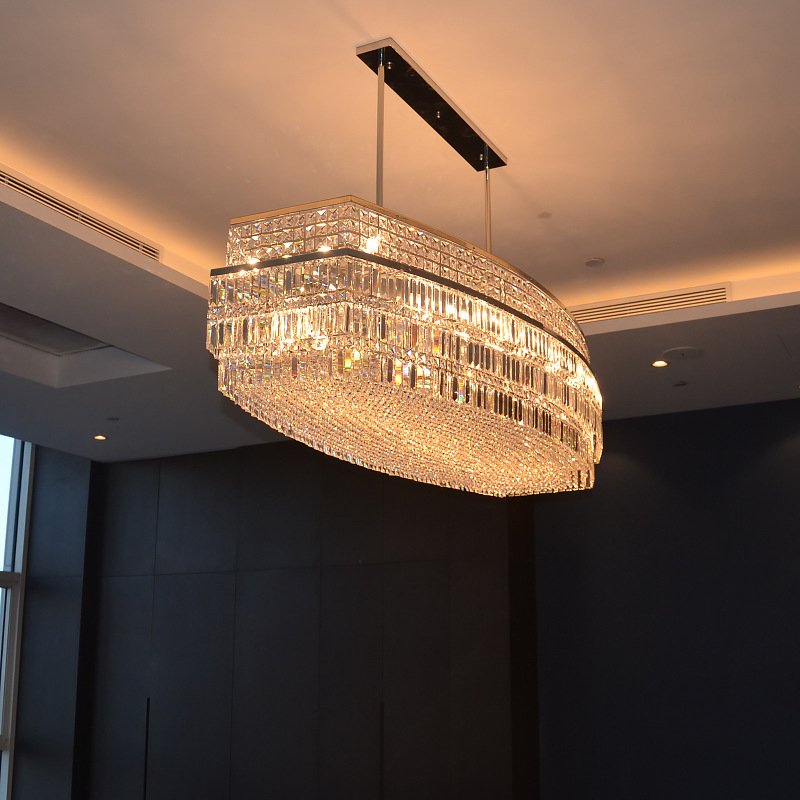 crystal-luminaire-โคมไฟแชนเดอเลียร์-โคมระย้าคริสตัล-ทรงยาว-คริสตัลแท้เล่นแสงเป็นประกายระยิบระยับ