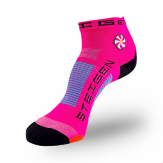 STEIGEN RUNNING SOCKS 1/4 LENGTH ลาย FLURO PINK - ถุงเท้าวิ่ง เนื้อผ้ายืดหยุ่น