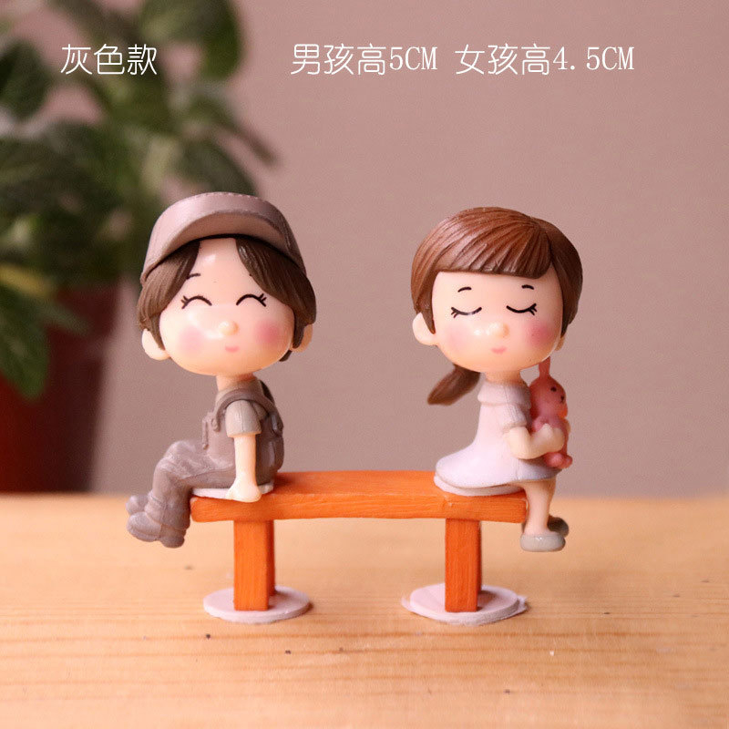 ตุ๊กตาเด็กคู่-จัดสวนถาด-ตุ๊กตาจัดสวน