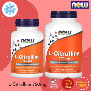 พร้อมส่ง✨ NOW Foods L-Citrulline 750 mg 90  & 180 Veg Capsules แอลซิทรูลีน