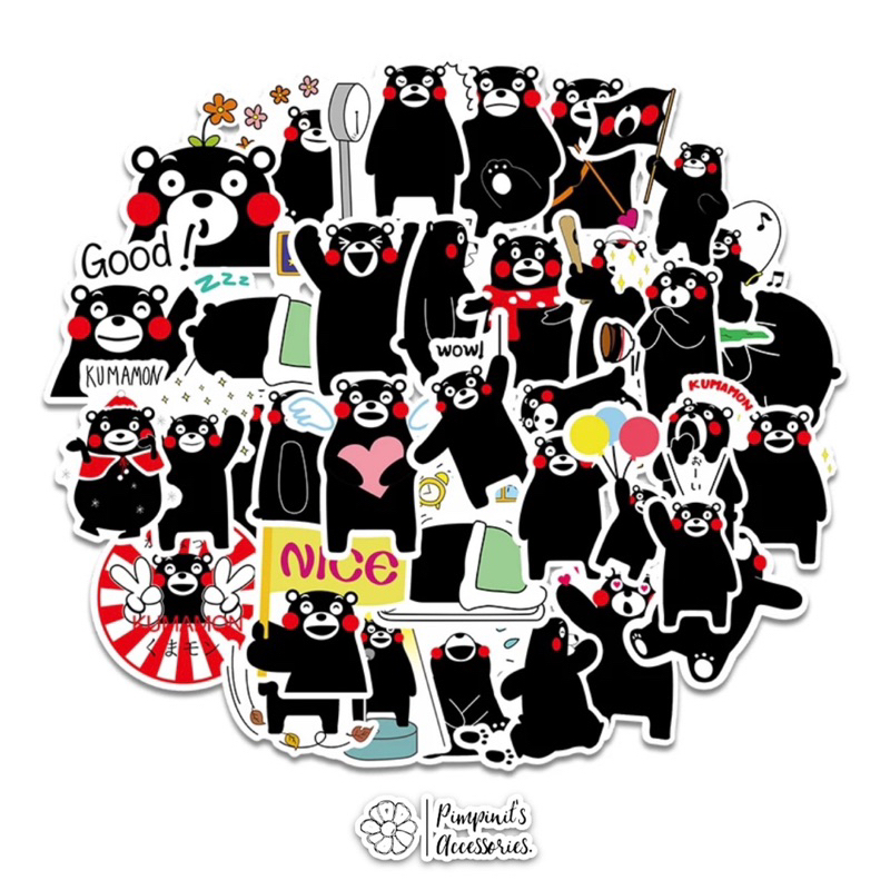 ʕ •ᴥ•ʔ พร้อมส่ง : สติ๊กเกอร์กันน้ำเคลือบเงาเซ็ทหมีคุมะมง | Kumamon ...
