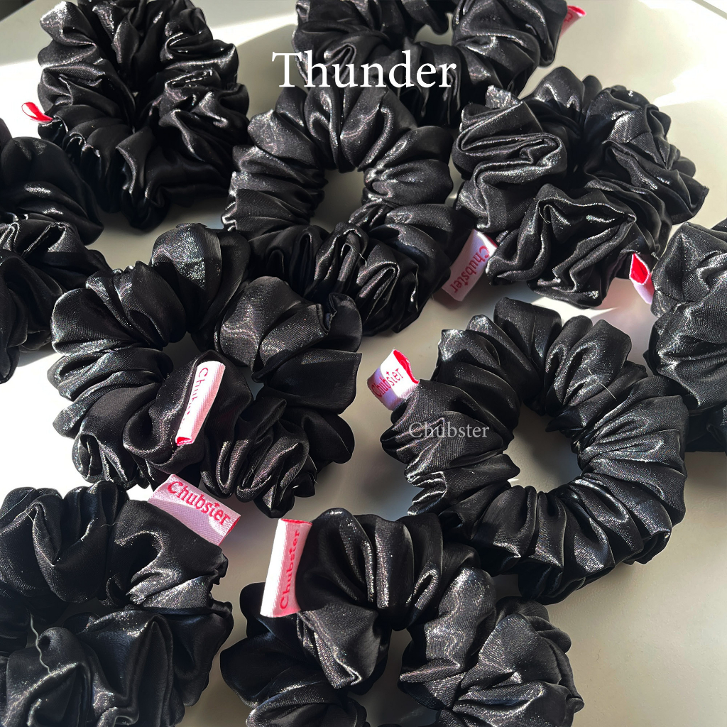 thunder-ยางรัดผมผ้าซาติน-เงา-satin-scrunchies-ยางมัดผม-ยางรัดผมโดนัท