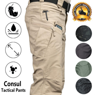 กางเกงยุทธวิธีน้ำหนักเบาสำหรับผู้ชายระบายอากาศได้กองทัพทหารกันน้ำเดินป่ากางเกงคาร์โก้