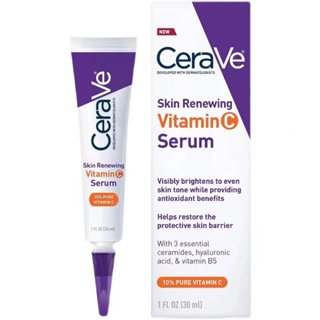 Cerave Skin Renewing Vitamin C Serum เอสเซนส์ ลดสิว กระชับรูขุมขน เซรั่มลดริ้วรอย เผยผิวกระจ่างใส ฟื้นบำรุงปราการผิว 30m