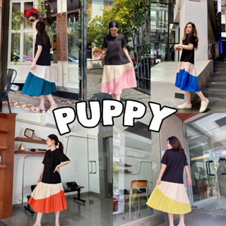 93 Favors l “Puppy Dress” เดรสทำงาน เดรสทูโทนชายพลีท