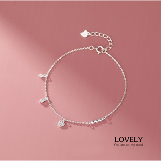 s925 Lovely  bracelet สร้อยข้อมือเงินแท้ หัวใจเปี่ยมรัก ใส่สบาย เป็นมิตรกับผิว