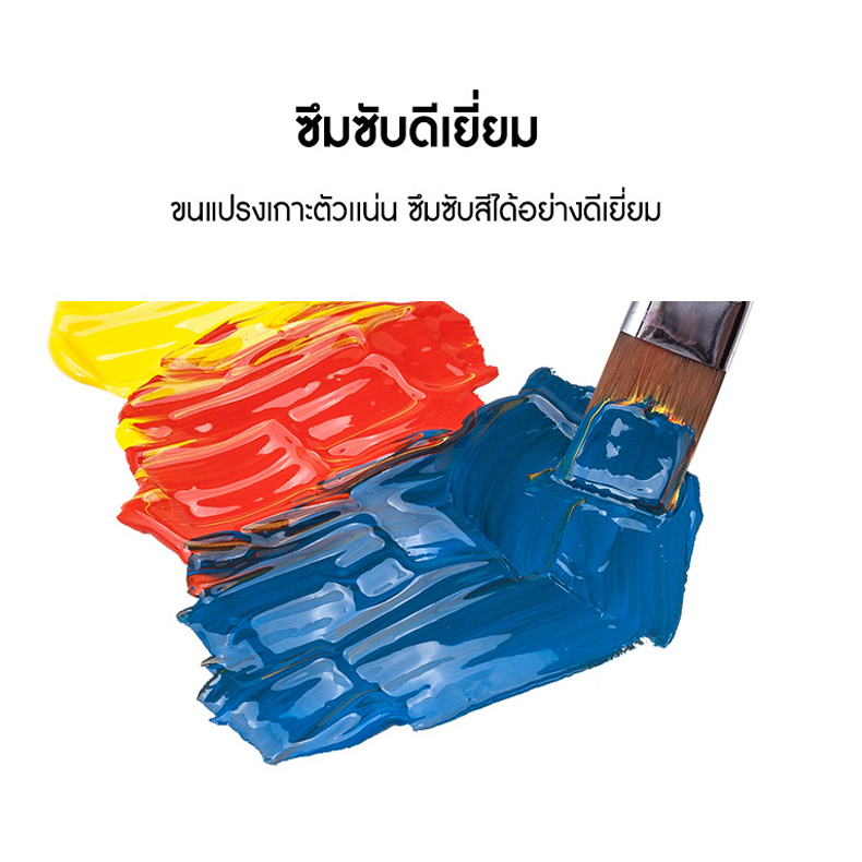 ชุดพู่กันปลายเฉียง-ด้ามจับ2สี-ปลอกอลูมิเนียมสีดำ-ขนไนล่อน-6-ชิ้น