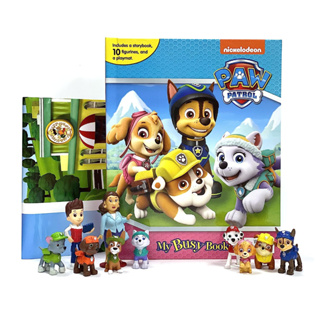 Paw Patrol My Busy Book Board book Plastic Figurines and playmat stored in the book Colorful images Lively story
