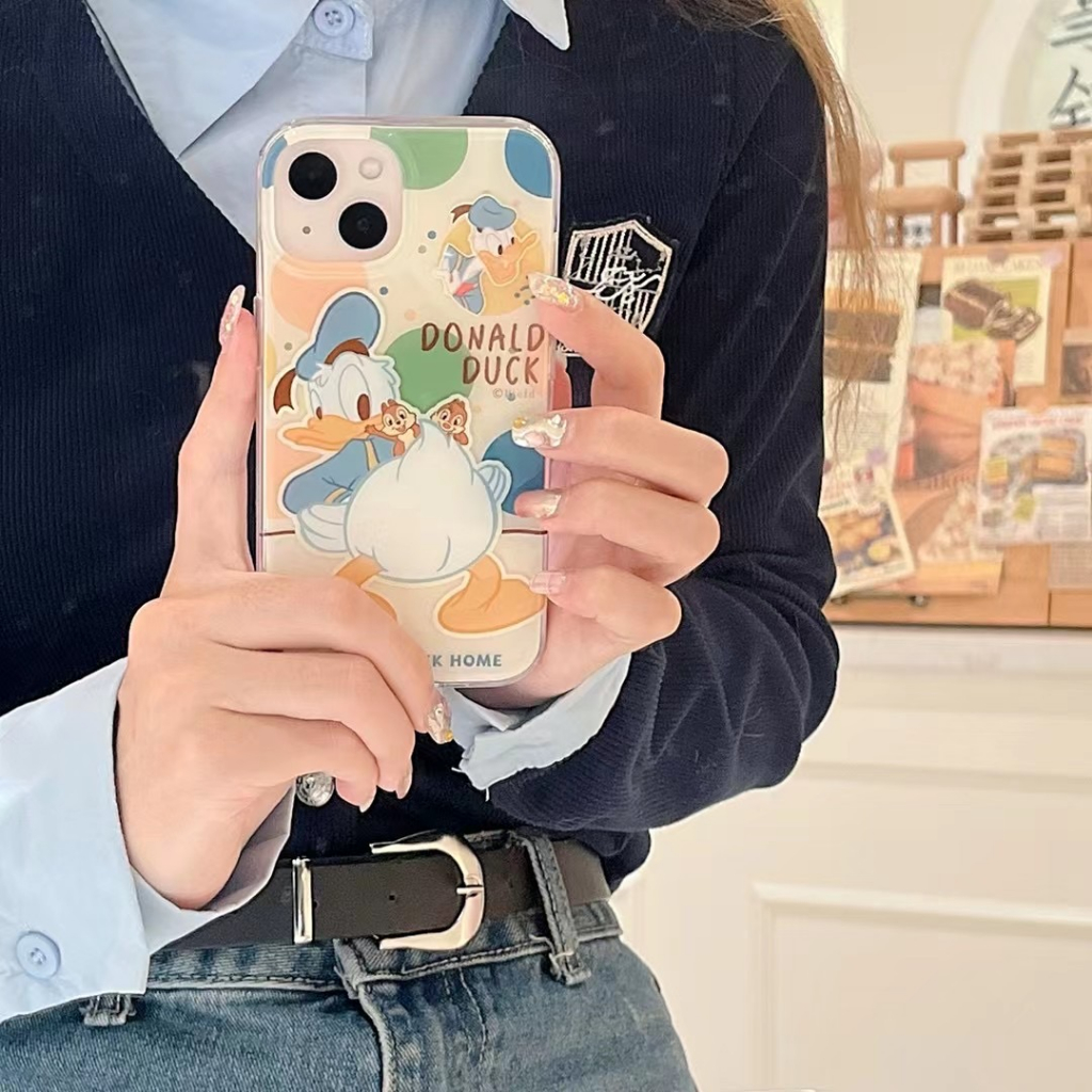 casephoneg-จัดส่งภายใน24ชม-ขอบเต็ม-iphone-11-14-pro-max-การ์ตูน-donald-duck-เส้นขอบโปร่งใส-น่ารัก-case-for-iphone-12-13