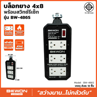 บล็อกยาง 4x8 พร้อมสวิทซ์รีเซ็ท BW-486S สีขาว Bewon