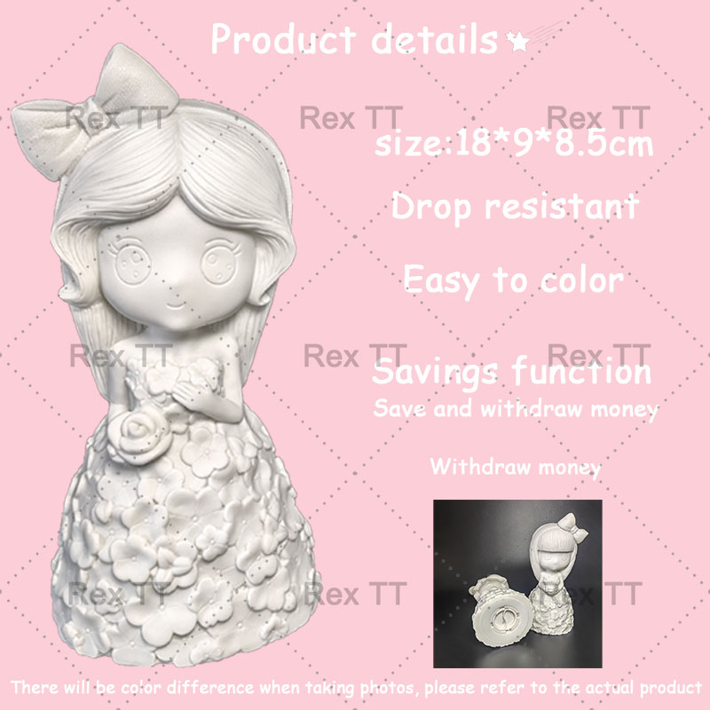 rexttเจ้าหญิง-diy-ระบายสีรูปแบบกระปุกออมสิน-ตุ๊กตาระบายสี-พู่กัน-ตุ๊กตาปูนปลาสเตอร์-diy-กราฟฟิตี-ของเล่นทำมือ-ตุ๊กตาทาสี