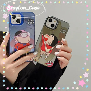 🌷Braylon🌷ขอบเต็ม ป้องกันการหล่น iphone 11 14 pro max การ์ตูน เครยอนชินจัง ความคิดสร้างสรรค์ รุ่นคู่case for iPhone 12 13