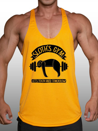 SLOTHS GYM เสื้อกล้ามเพาะกายทรงคลาสสิค Bodybuilding Dry Fit Gym Tank Top