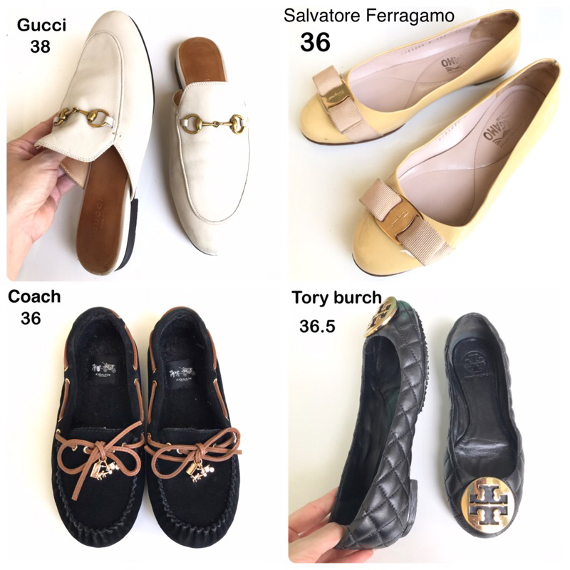 รองเท้ามือสองแบรนด์เนมหลายแบรนด์-tory-burch-coach-gucci-ferragamo-micheal-kors-tods-มากมาย