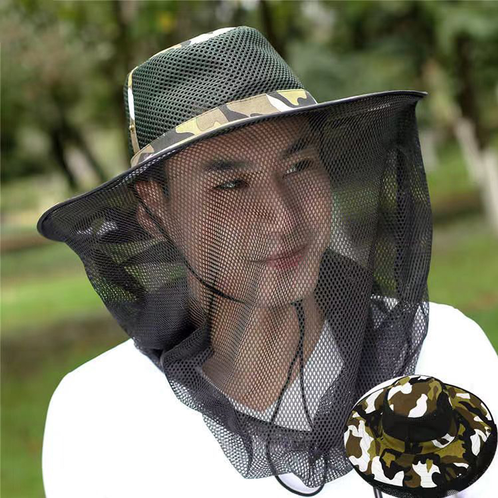 ใช้ดีมาก-ขนาดใหญ่-ทนทาน-หมวกตาข่ายกันผึ้ง-กันยุง-กันแมลงหวี่แมลงวัน-หมวกตาข่ายลายทหาร