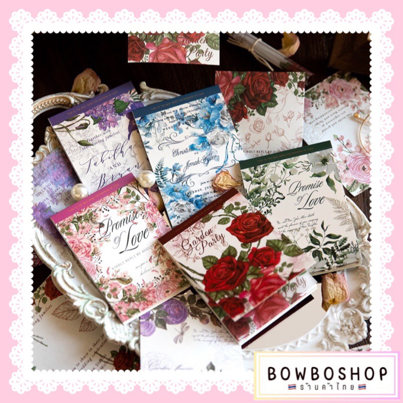 bowboshop-30แผ่น-เล่ม-กระดาษลายดอกไม้-สำหรับตกแต่งdiy-พร้อมส่งจากไทย