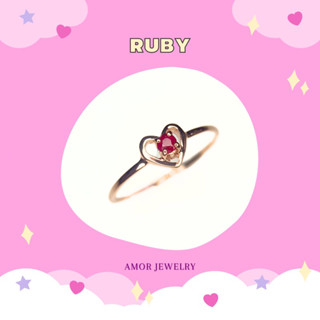 จิ๋วๆคิ้วท์ๆ💗 แหวนเงินแท้ 925 ฝังพลอยทับทิมสีหวาน(Ruby) มินิมอลมากค่ะ