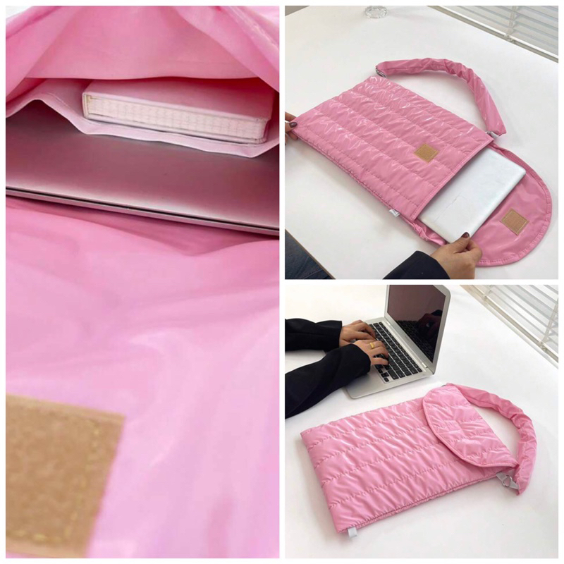 กระเป๋าแล็ปท็อปชมพู-ขนาด-13-13-9-14-14-9-15-15-9-lnches-laptop-macbook-bag-กระเป๋าโน๊ตบุ๊ค-กระเป๋าแมคบุ๊ค