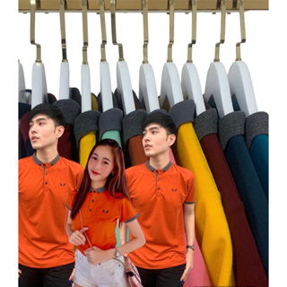 ✅รุ่นใหม่ เสื้อโปโลปกกระดุม ส้มอิฐ ใส่คู่ ใส่ทีม เสื้อบริษัท ผ้าทอพิเศษมี 17 สีจุกๆ ส่งไว ส่งจากไทย